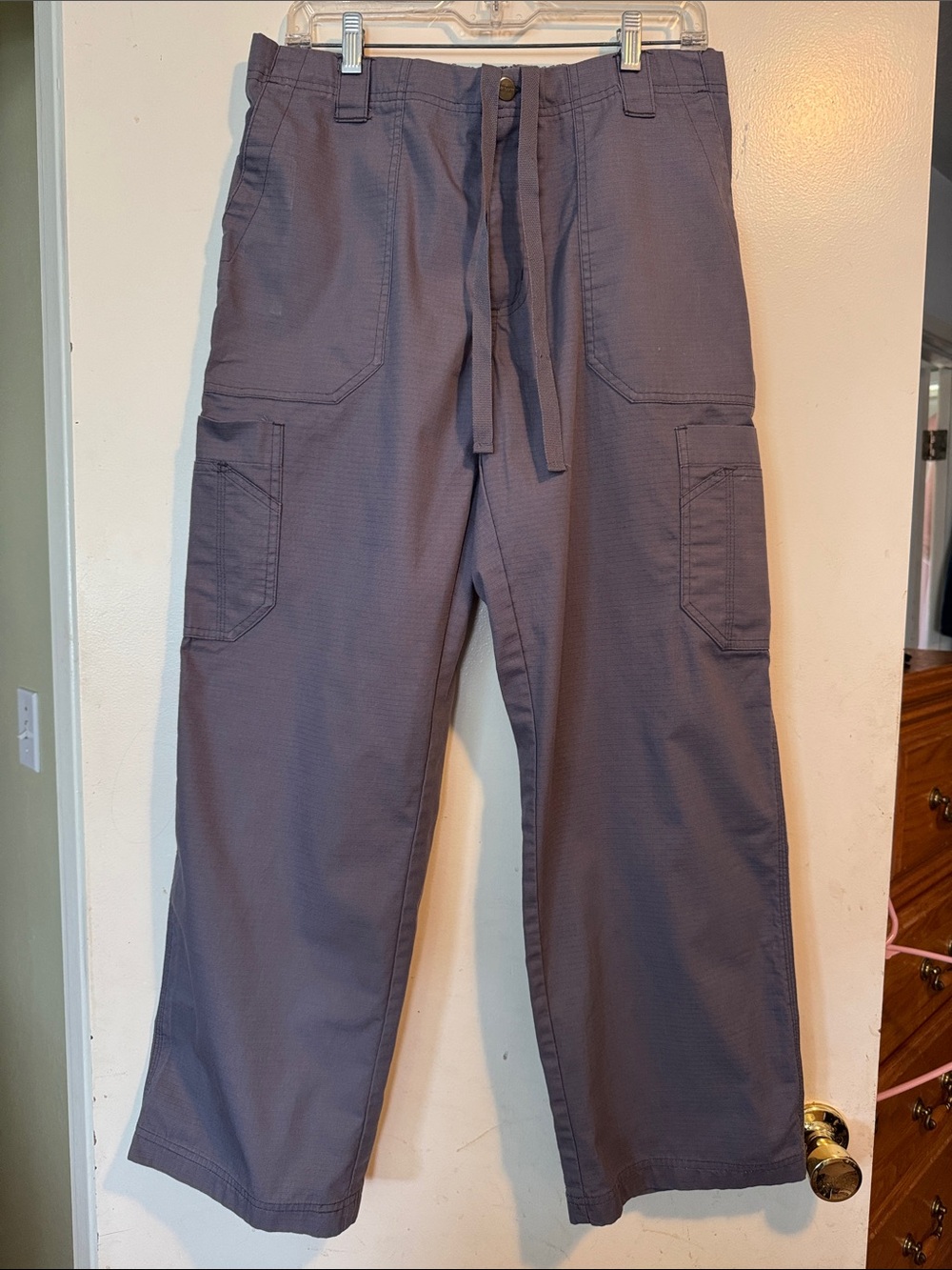Men's Gray Wide-Leg Work Scrub Cargo Pants